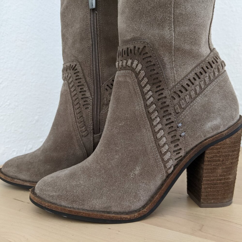Vince Camuto Madolee Over The Knee Taupe Suede Leather Boots Women's Sz. 5.5 - Picture 2 of 9
